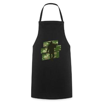 Hunter camouflage - Cooking Apron - black - Front - AI Model Male 185 dark (185cm)