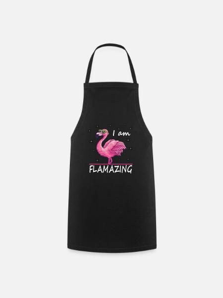Flamant drôle, je flambe - Tablier de cuisine - noir