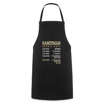Womens Handyman Hourly Rate Price Chart For A - Cooking Apron - black - Front - AI Model Male 185 dark (185cm)