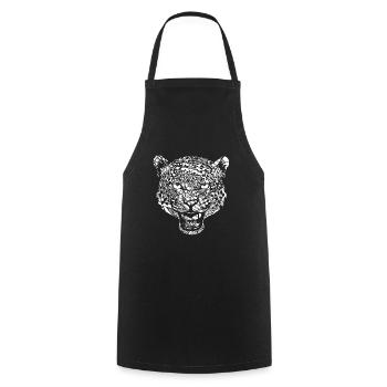 Motif floral léopard léopard - Tablier de cuisine - noir - Devant - AI Model Male 185 dark (185cm)
