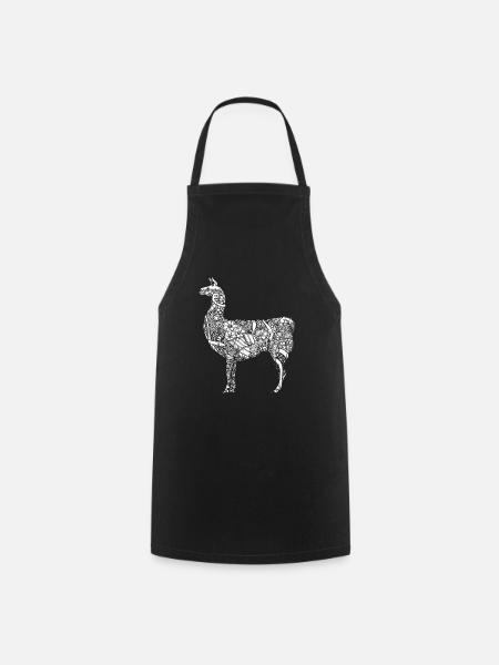 Lama Lama Blumenmuster - Kochschürze - Schwarz