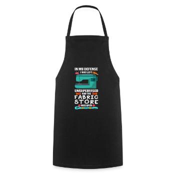 Funny sewing saying yarn fabric store humor - Cooking Apron - black - Front - AI Model Male 185 dark (185cm)