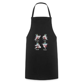Funny Unicorn Four Kung Fu Poses Gift Idea - Cooking Apron - black - Front - AI Model Male 185 dark (185cm)