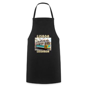 Lisboa tram Lisbon - Cooking Apron - black - Front - AI Model Male 185 dark (185cm)