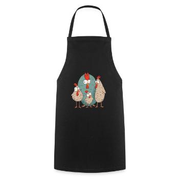 Famille de poulet fou - Tablier de cuisine - noir - Devant - AI Model Male 185 dark (185cm)