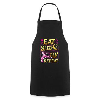 Funny Eat Sleep Fly Repeat Aerial Yoga Silks - Cooking Apron - black - Front - AI Model Male 185 dark (185cm)