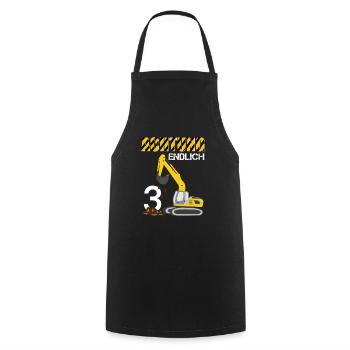 Endlich 3 Bagger - Kochschürze - Schwarz - Vorne - AI Model Male 185 dark (185cm)