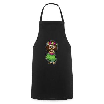 Hula Mädchen mit Bastrock Ukulele Blumenkette - Kochschürze - Schwarz - Vorne - AI Model Male 185 dark (185cm)