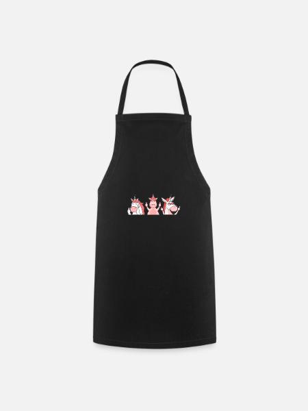 Cheeky Unicorn Crew Gang Middle Finger - Cooking Apron - black
