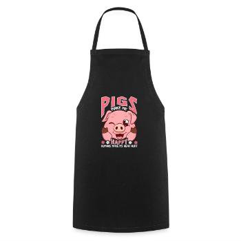 Funny Pigs Make Me Happy Humans Make My Head Hurt - Cooking Apron - black - Front - AI Model Male 185 dark (185cm)