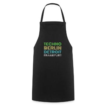 techno feier party dj musik tanzen festival berlin - Kochschürze - Schwarz - Vorne - AI Model Male 185 dark (185cm)