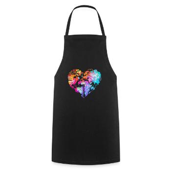 Stop racism design colorful world heart symbol - Cooking Apron - black - Front - AI Model Male 185 dark (185cm)