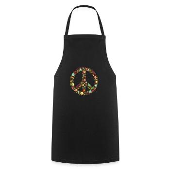 Mouvement d'amour de la liberté des fleurs de la paix des années 70 - Tablier de cuisine - noir - Devant - AI Model Male 185 dark (185cm)