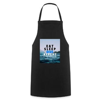 EAT SLEEP DIVE REPEAT diver holiday hobby shirt - Cooking Apron - black - Front - AI Model Male 185 dark (185cm)