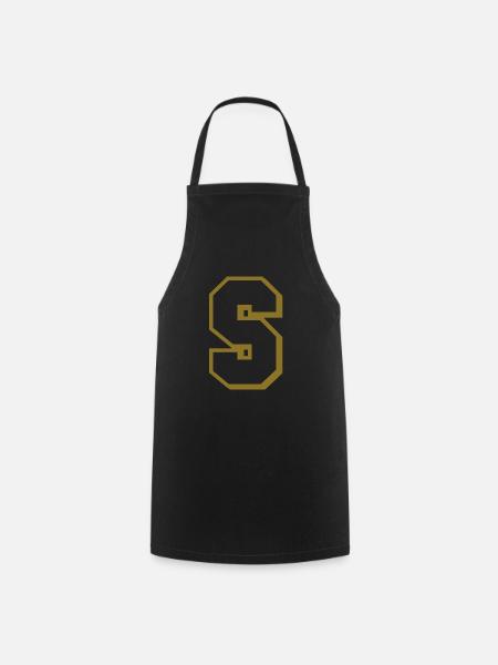 S - lettre - Tablier de cuisine - noir