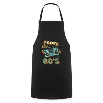 J'aime la chemise des années 80 - Chemise des années 80 de style rétro - V - Tablier de cuisine - noir - Devant - AI Model Male 185 dark (185cm)