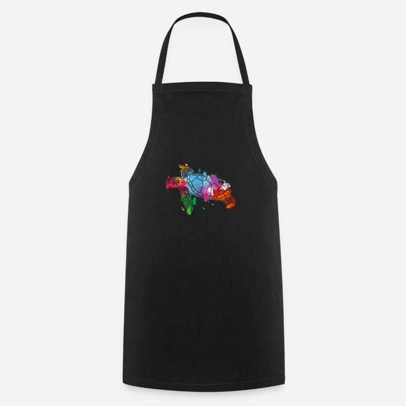 Watercolor turtle - Cooking Apron - black