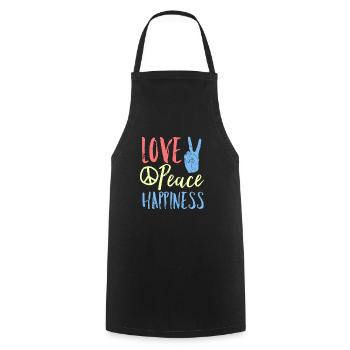 Love Peace Happiness - Kochschürze - Schwarz - Vorne - AI Model Male 185 dark (185cm)