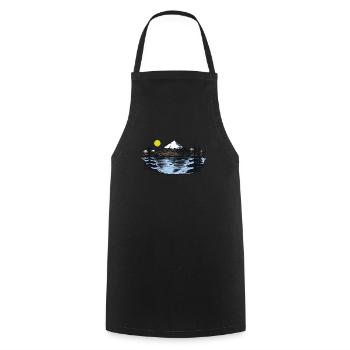 Montagnes de camping en plein air au coucher du soleil - Tablier de cuisine - noir - Devant - AI Model Male 185 dark (185cm)