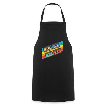 Vintage colorful cassette tape - Cooking Apron - black - Front - AI Model Male 185 dark (185cm)