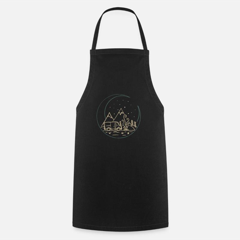Montagnes Nature Moon Van Life Camping Panel Van - Tablier de cuisine - noir