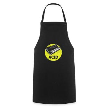 Retro Synthesizer Acid Techno House Analog - Kochschürze - Schwarz - Vorne - AI Model Male 185 dark (185cm)
