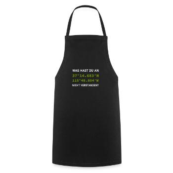 Funny Geocaching Saying - GPS Treasure Hunt - Cooking Apron - black - Front - AI Model Male 185 dark (185cm)