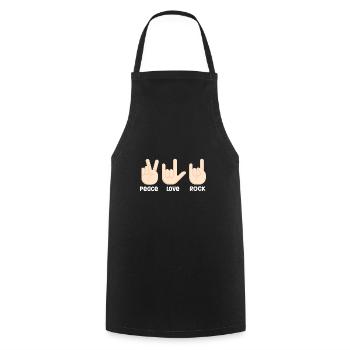 Peace love rock and roll - Cooking Apron - black - Front - AI Model Male 185 dark (185cm)
