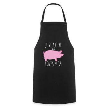 Juste une fille qui aime les cochons drôle de cochon amoureux des animaux - Tablier de cuisine - noir - Devant - AI Model Male 185 dark (185cm)