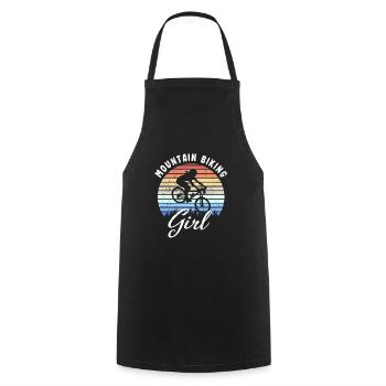 Vélo de montagne cadeau rétro coucher de soleil fille - Tablier de cuisine - noir - Devant - AI Model Male 185 dark (185cm)