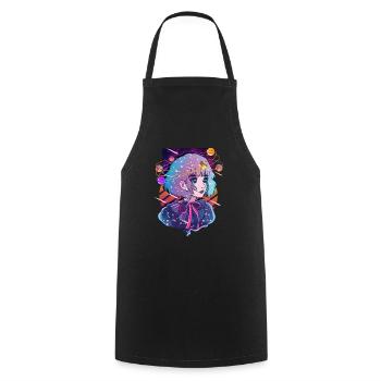 Anime Solar System Dizzy Planets - Cooking Apron - black - Front - AI Model Male 185 dark (185cm)
