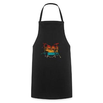 Musicien de batterie rétro - Tablier de cuisine - noir - Devant - AI Model Male 185 dark (185cm)