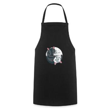 Doux Yin Yang chat chat spirituel chat animal de compagnie - Tablier de cuisine - noir - Devant - AI Model Male 185 dark (185cm)