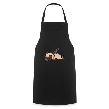 Cute Sleeping Dog Gift Idea - Cooking Apron - black - Front - AI Model Male 185 dark (185cm)
