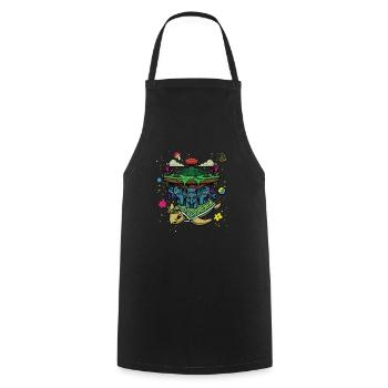 Champignon tortue ballon à air chaud éléphant - Tablier de cuisine - noir - Devant - AI Model Male 185 dark (185cm)