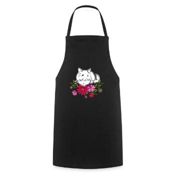 Chinchilla mit Blumen - Kochschürze - Schwarz - Vorne - AI Model Male 185 dark (185cm)