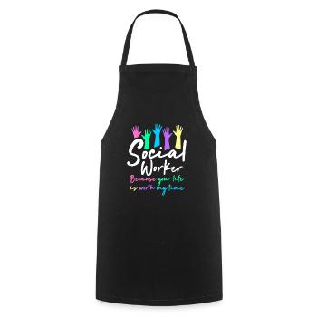 Travailleurs sociaux - Tablier de cuisine - noir - Devant - AI Model Male 185 dark (185cm)