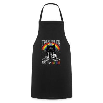 LGBT Goth Rainbows Black Cat Pentagram Pentacle - Cooking Apron - black - Front - AI Model Male 185 dark (185cm)