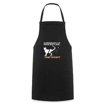 Le chat de Schrödinger drôle de science physique - Tablier de cuisine - noir - Devant - AI Model Male 185 dark (185cm)