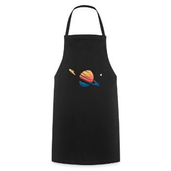Planet Saturn outer space - Cooking Apron - black - Front - AI Model Male 185 dark (185cm)