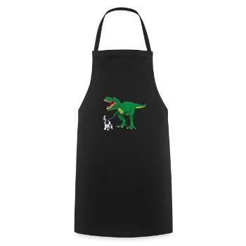 Mignon T Rex Dinosaur Dog Walking Cocker Spaniel Garçon - Tablier de cuisine - noir - Devant - AI Model Male 185 dark (185cm)