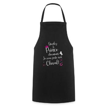 Gardez Le Prince Charmant Je Veux Juste Son Cheval - Tablier de cuisine - noir - Devant - AI Model Male 185 dark (185cm)