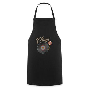 Disque vinyle platine disque vinyle DJ - Tablier de cuisine - noir - Devant - AI Model Male 185 dark (185cm)