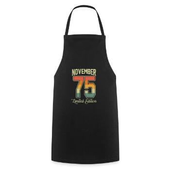 Vintage November 1975 45 Jahre Alt 45. Geburtstag - Kochschürze - Schwarz - Vorne - AI Model Male 185 dark (185cm)