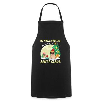 Carlin moi en attendant le Père Noël - Tablier de cuisine - noir - Devant - AI Model Male 185 dark (185cm)