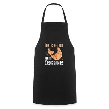Croissant Lover Morning Breakfast Hobby Cuisson - Tablier de cuisine - noir - Devant - AI Model Male 185 dark (185cm)