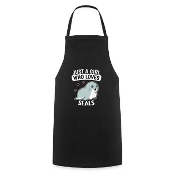 Just A Girl Who Loves Seals Costume de phoque drôle - Tablier de cuisine - noir - Devant - AI Model Male 185 dark (185cm)