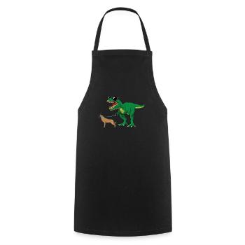 T Rex Dinosaur Walking Malinois Shirt - Funny Pet - Cooking Apron - black - Front - AI Model Male 185 dark (185cm)