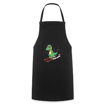 Funny T-Rex ski - Cooking Apron - black - Front - AI Model Male 185 dark (185cm)