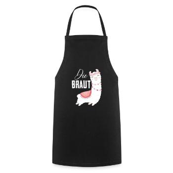 Die Braut Bride Lama Alpaka JGA Llama - Kochschürze - Schwarz - Vorne - AI Model Male 185 dark (185cm)